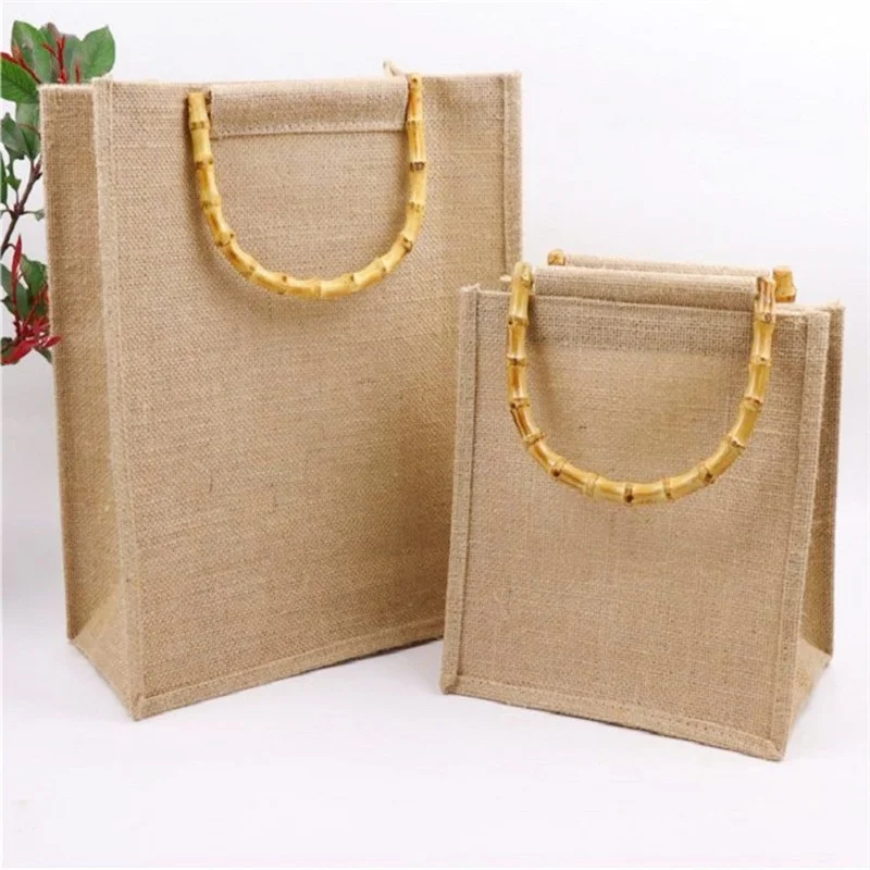 Linen Bag Hand-Painted Cotton Sacks Jute Portable Imitation Sacks Linen Bags Shopping Bags Laminated Bags