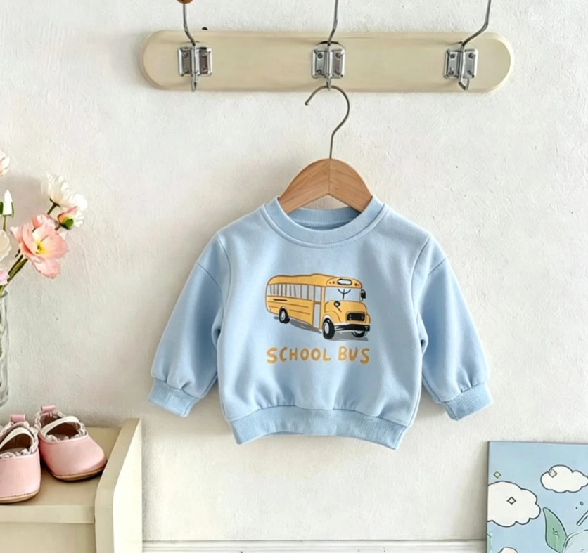 Trendy Kid Transport Car Crew Neck Sweatshirt Children Soft Thin Fabric Clothing Wear Baby Boys Girls Costume Children Cute Wear