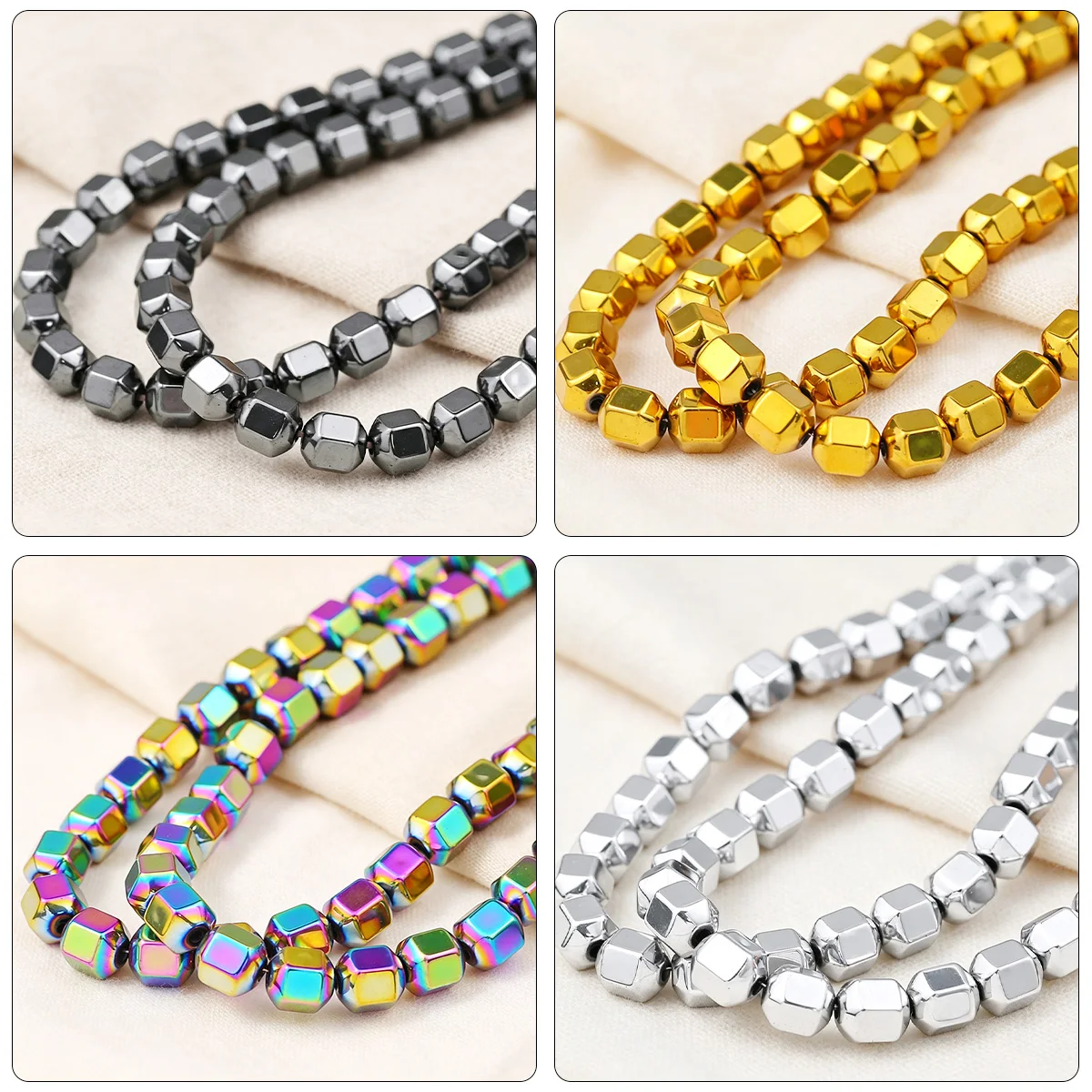 2-8mm 18 Facet Hematite Round Beads Center Drilled Loose Spacer Beads For Handmade DIY Bracelet Necklace Jewelry Making Supplies