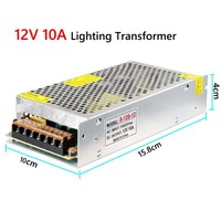 DC 12V 10A 120W Power Supply AC 110V/220V to DC Universal Regulated Switching LED Power Supply For LED Strip Light CCTV Camera