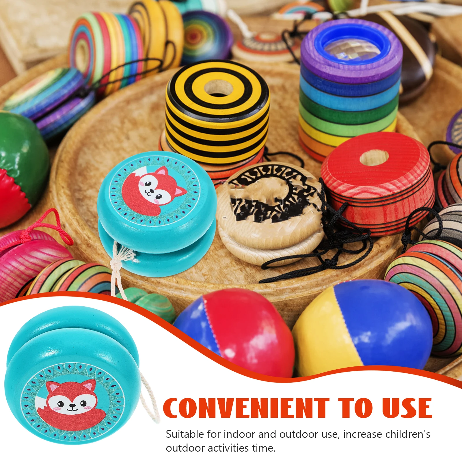 

Деревянная для детей, прочная прочная структура, упражнения на координацию пальцев, забавная уличная веревка, портативный животный узор в стиле лисы