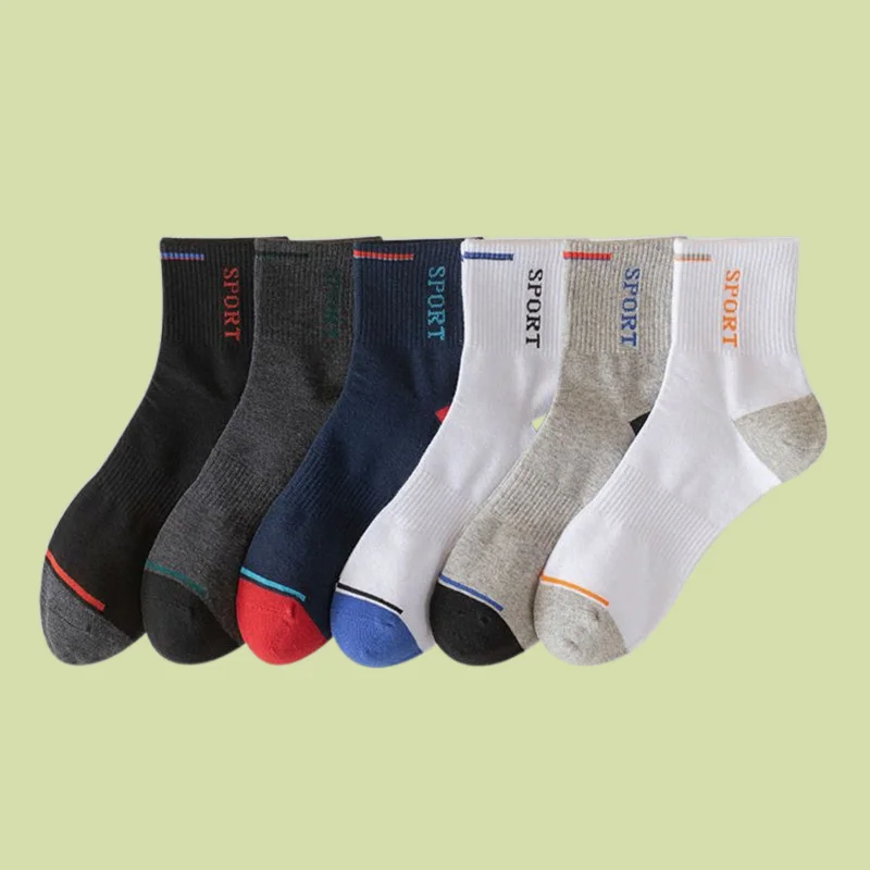 Chaussettes décontractées à tube moyen pour hommes, absorbant la transpiration, confortables, respirantes, quatre saisons, chaussettes de sport, chaussettes de documents solides, 5/10 paires