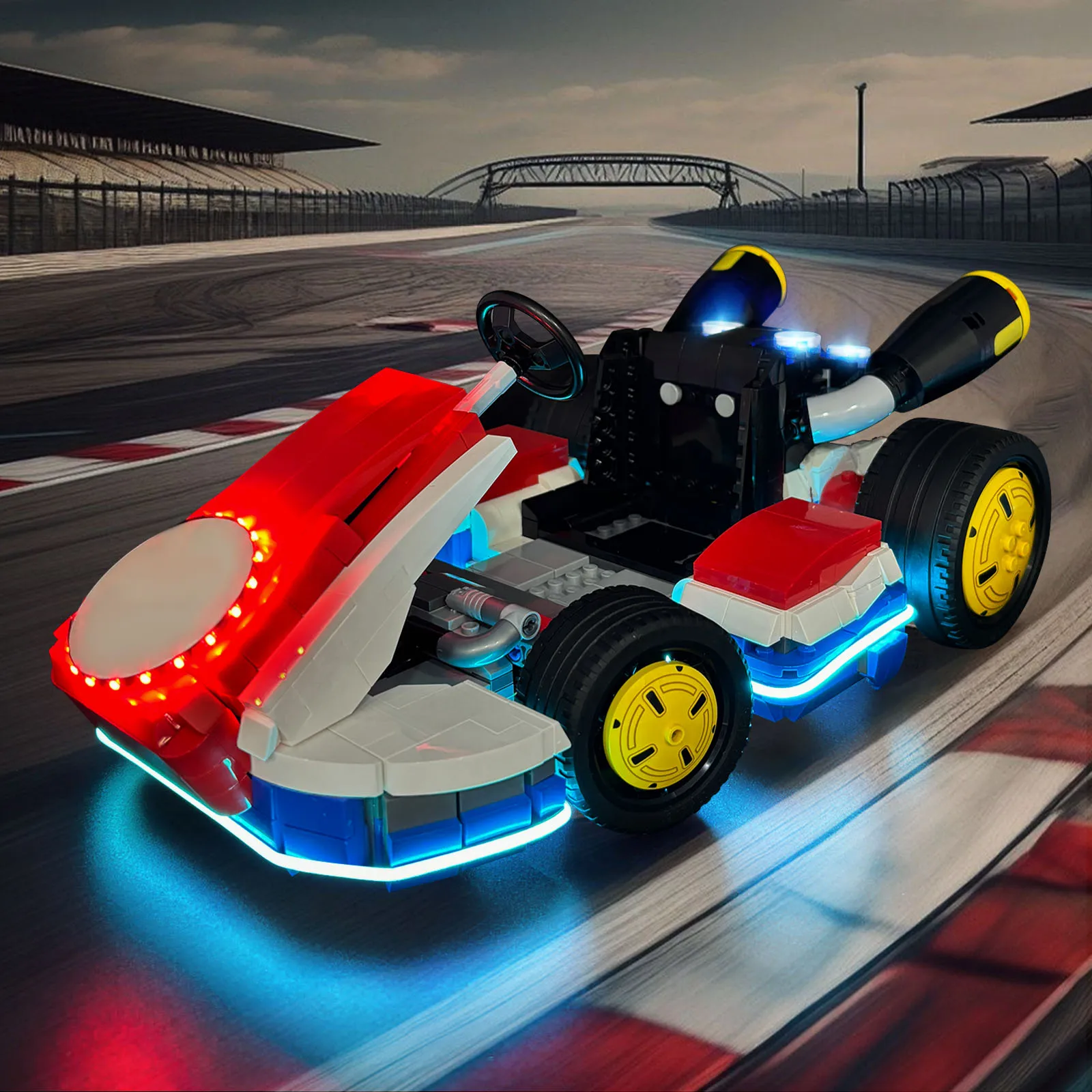 Zestaw oświetlenia LED kompatybilny z Lego 72037 Mario Kart – Mario i Standard Kart Building Blocks (NIE zawiera klocków modelarskich)