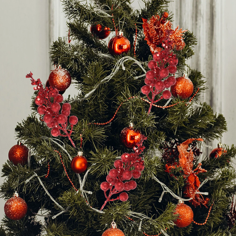 

12pcs Simulated Berry Bunches Artificial Decorations Christmas Tree Branches Foam Stems Bright Color High Quality Multi Purpose