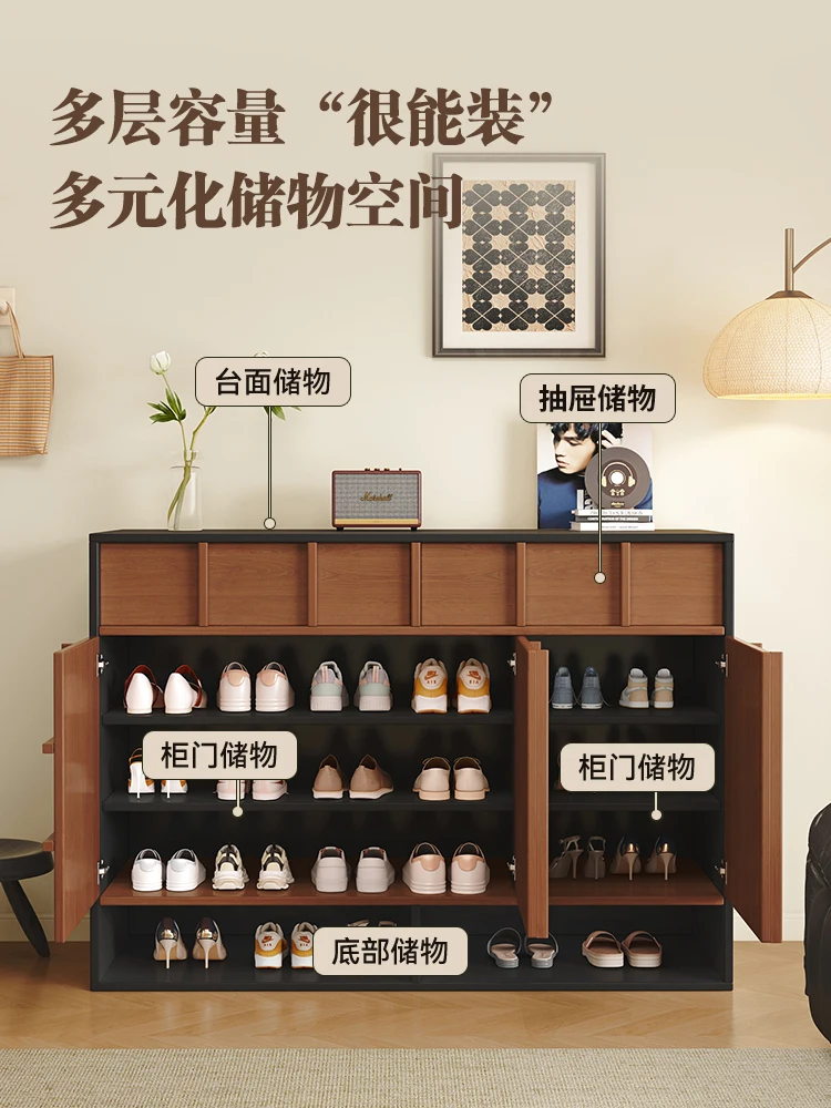 

Solid wood shoe cabinet storage cabinet Entry porch Living room locker storage Medieval shoe rack Solid wood