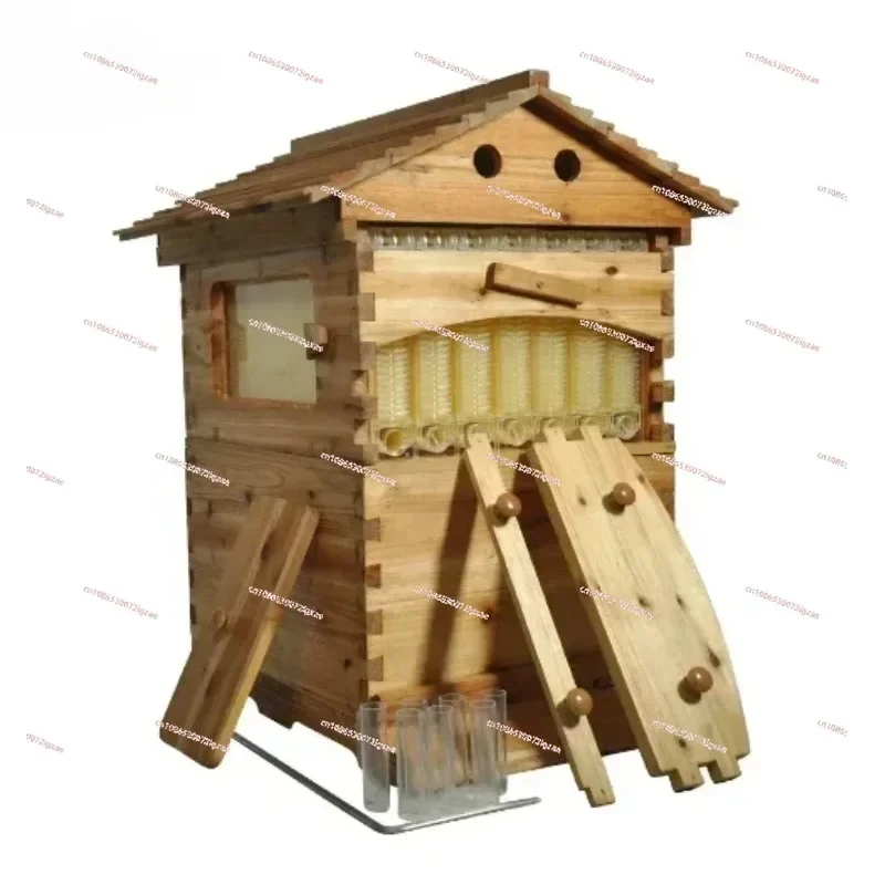 Boiled Wax Fir Beehives Wood Automatic Self-Flowing Honey Bee Hive & 7 Auto Frames Apiculture Beekeeping Equipment Tool Beehive