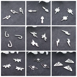 3pcs Knife Fork Fish Hook Phoenix Bird Unicorn Lightning Mountain Charms Pendant Earring Bracelet DIY Necklace Jewelry Making