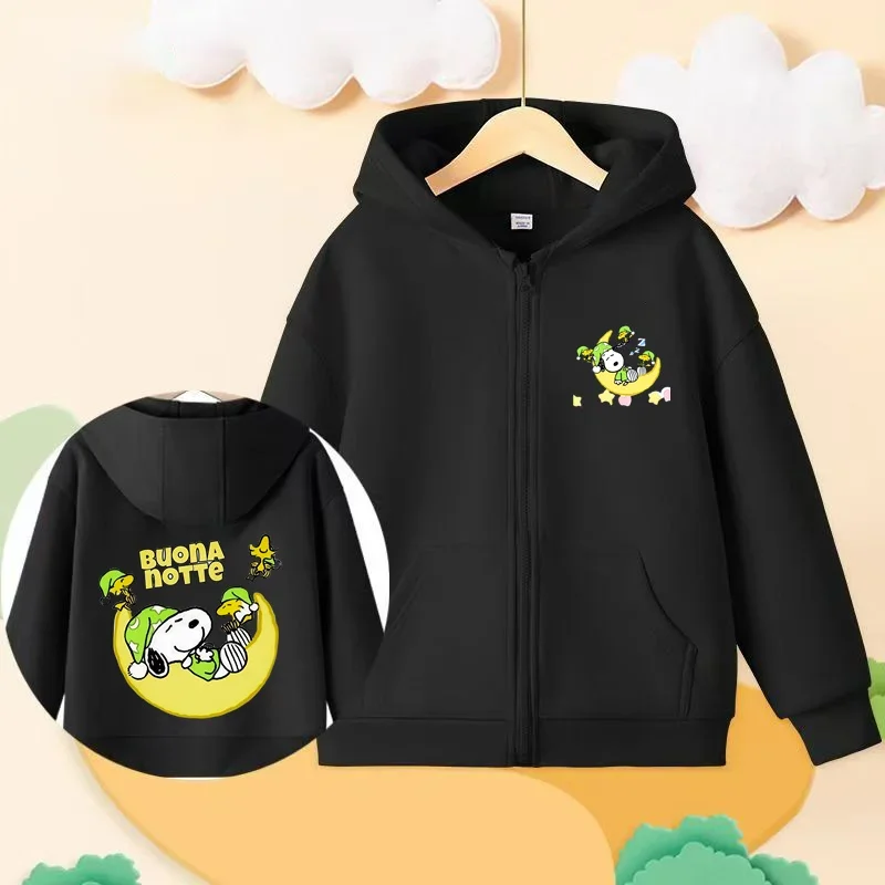 Snoopy cartoon anime children\'s hoodie zipper hoodie casual children\'s style boys and girls same style 3-14 years old