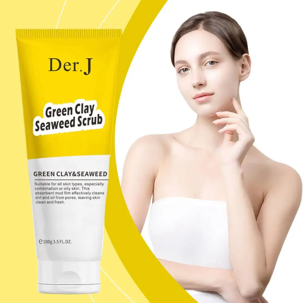 Green Mud Seaweed Exfoliating Gel Facial Scrub Cleanser Repair Blackhead Gels Facial Acne Moisturizer Cleaner Whitening Scr S7A5