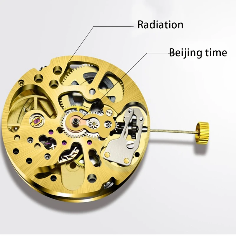 Gold Skeleton 2004 Movement Ordinary Pendulum Adjustment Radiation Pattern Fully Automatic Watch Movement