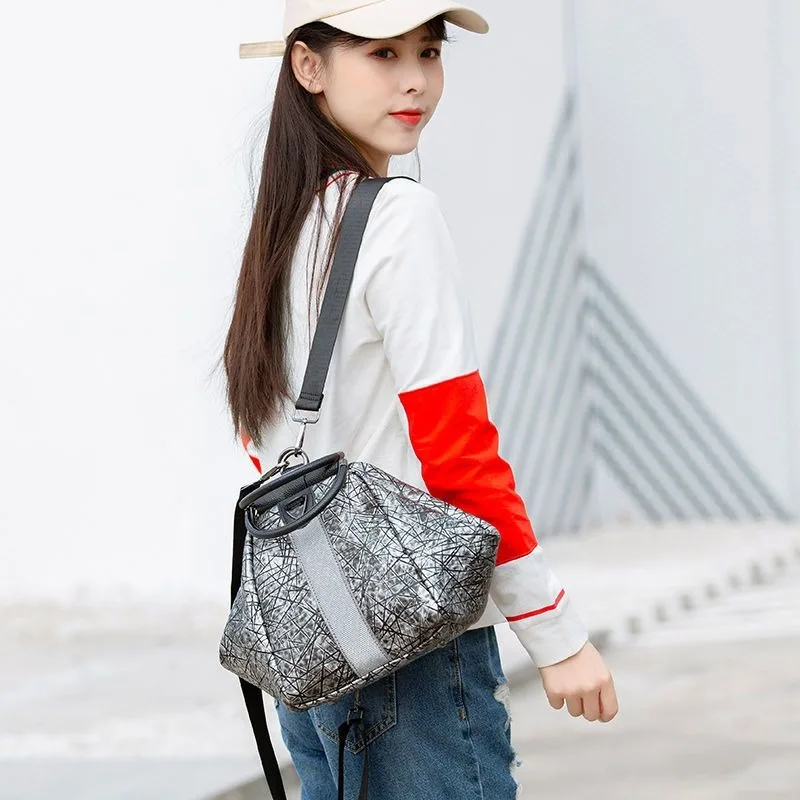 Genuine Leather Backpack Korean Trendy Soft Leather Anti-theft Backpack Multi-functional Internet Celebrity Diamond-encrusted