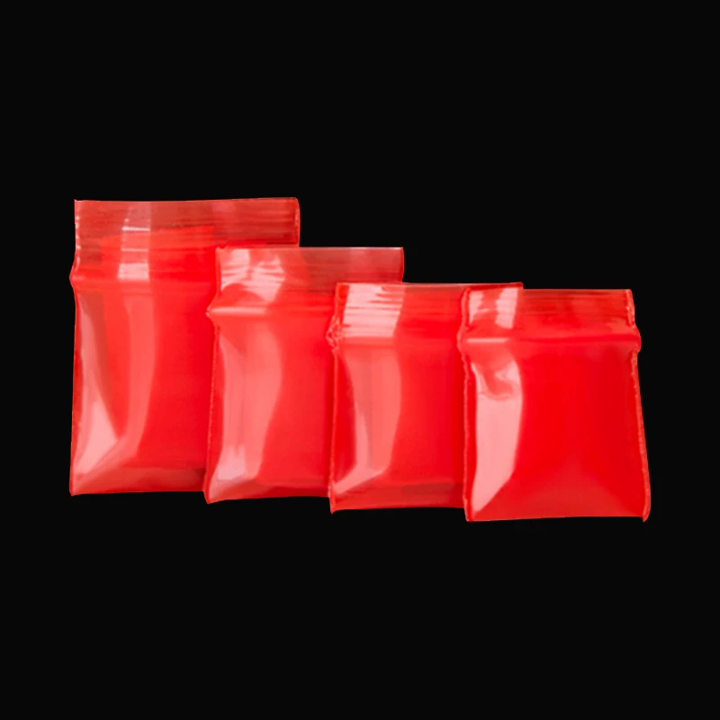 TETP 100 Stück rot/schwarz/blau/orange verdickte Druckverschlussbeutel, Knopf, Münze, kleiner Schmuck, Einzelhandel, Zubehör, Aufbewahrung,