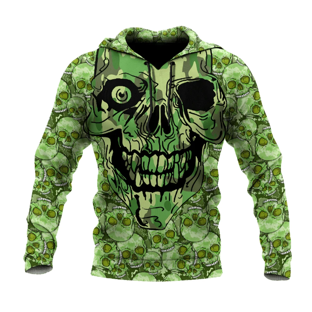 Four Seasons Men's Fashion 3D Printed Hoodie 3D Skull Print Men's Fashion Men's Horror Hoodie Top 2024