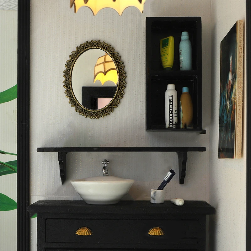 1/12 Dollhouse Vintage Rose Spiegel Wandspiegel Frame Poppenhuis Meubelaccessoires Micro Scène Decoratie Foto Props