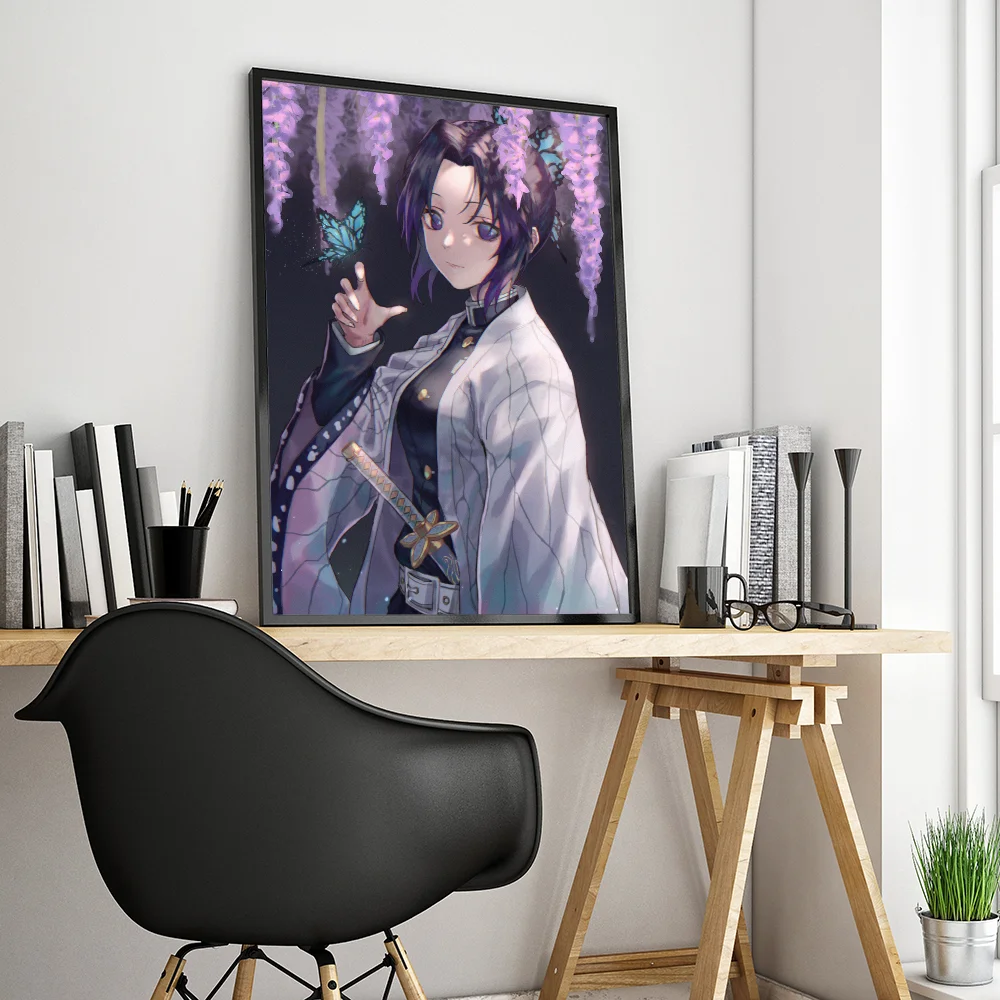 Demon Slayer Girl Kochou Shinobu Anime Posters Sticky HD Quality Wall Art Retro Posters for Home Kawaii Room Decor