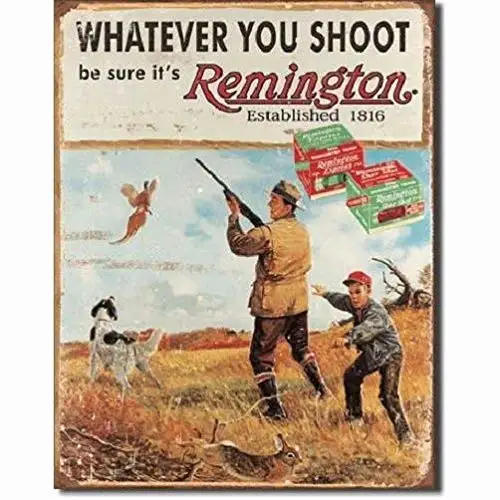 

Kalynvi Remington Whatever You Shoot Rifle Hunting Distressed Retro Vintage Look Metal Tin Sign 8X12In New