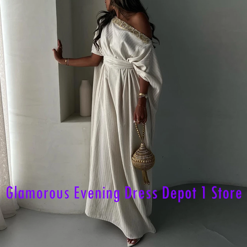 Abiti da sera in jersey con spalle scoperte in cristallo formale personalizzato Moda dritto fino al pavimento Mezze maniche Abiti D