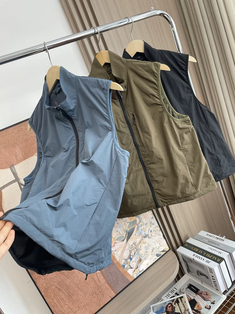 

Water-Resistant Casual Vest Jaet Men's Spring Summer Faionable Stand Collar Outerwear Youth Stand Fit Color