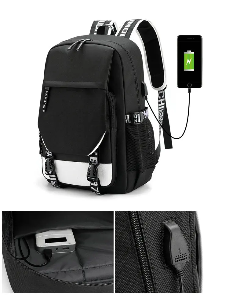 Panda-mochila de grande capacidade com carregamento usb, grande capacidade, personalizado, para computador, viagens, para adolescentes e meninos