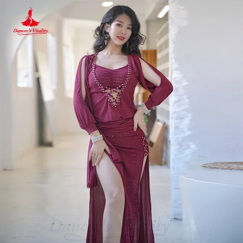 

Belly Dance Costume Suit for Women Shaabi Balai Saidy Clothing Long Sleeves Robe+belt Girl's Oriental Belly Dancing Stage Outfit