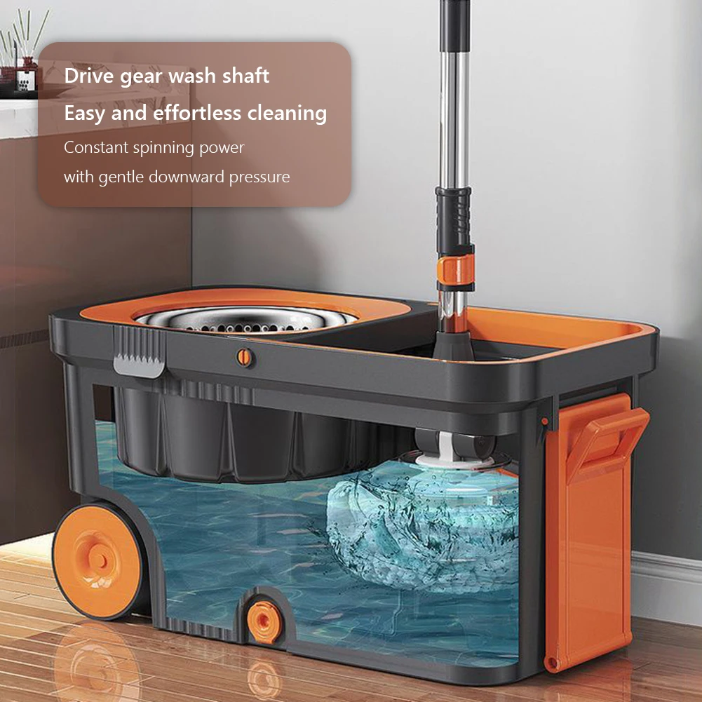 

Spin Mop Bucket with 6 Replacement Refills Extended Handle Floor Cleaner Household Cleaning Automatic Spin Mop for Home Cleaning