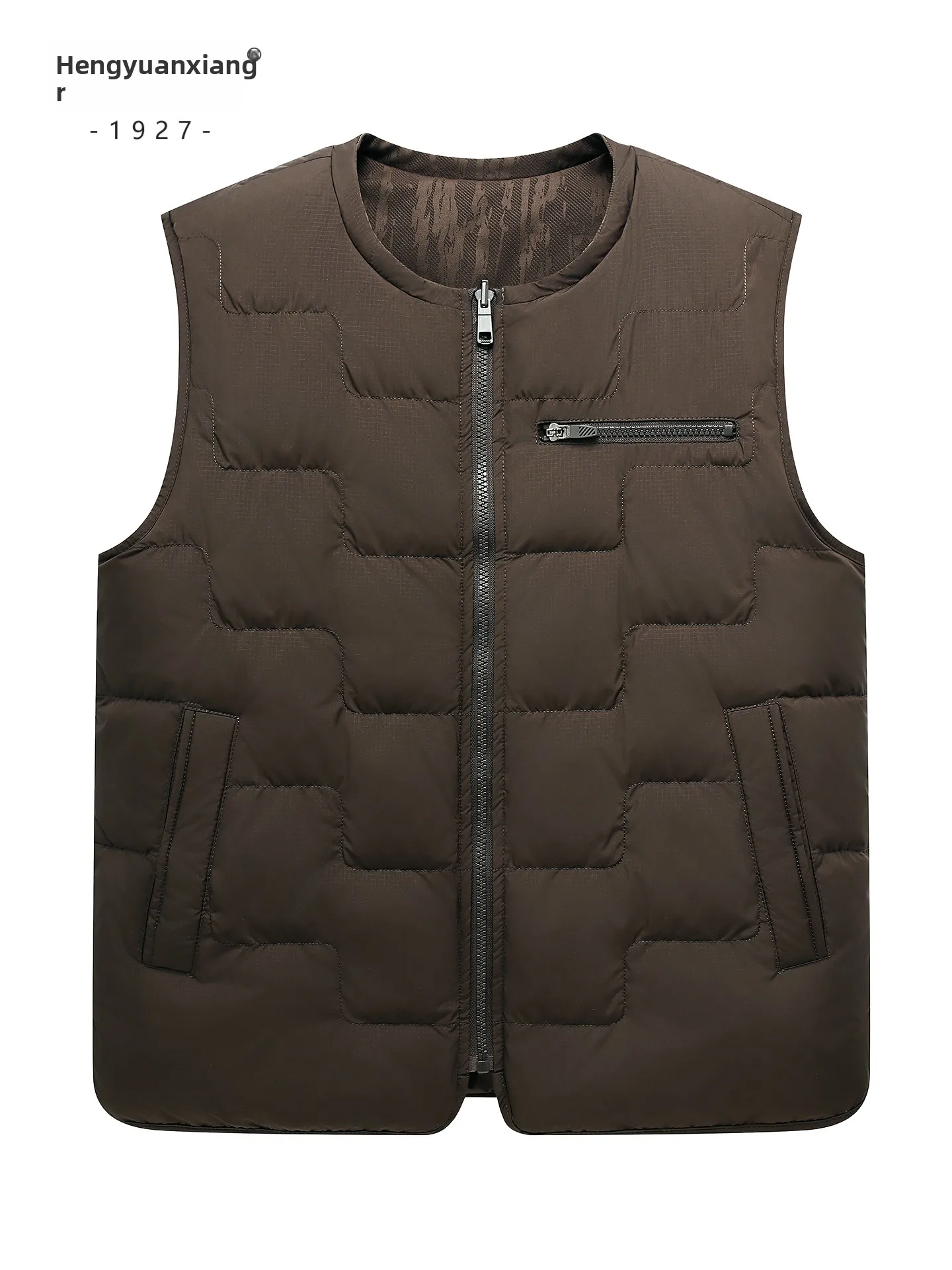 90 Duck down Men's Zipper round Neck Jacket Double-Sided Wear Polyester Fiber Fashion Urban Style Warmth Daily Use Outerwear