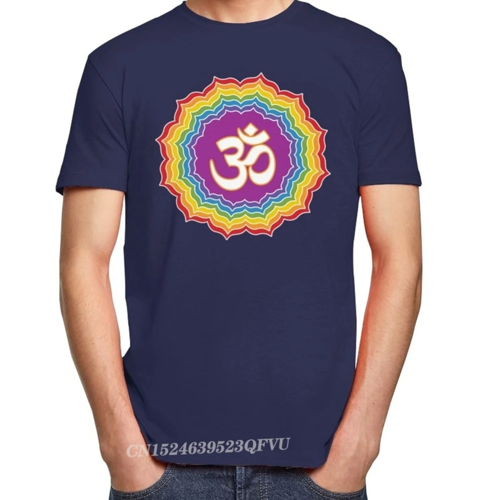 Seven Chakras Colors Men Cotton Buddha Mandala T-Shirt Flower Harajuku Shirt Camisas Mend Flower Of Life Tshirt Vintage Gift