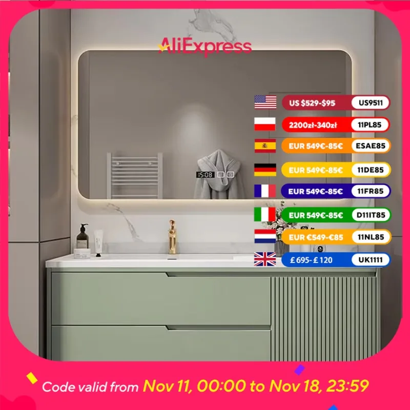 

Green Wooden Bathroom Cabinet Organizer Modern Space Saver Bathroom Cabinet Vanity Wall Mounted Mobile Per Bagno Home Furniture