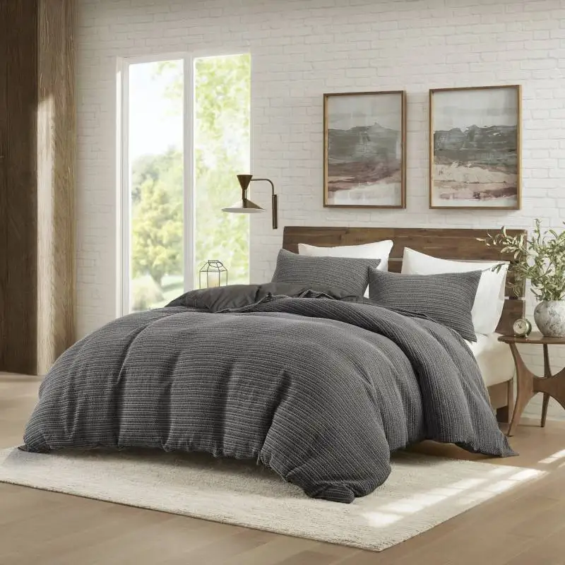 

3PCS Full/Queen Waffle Washed Duvet Set