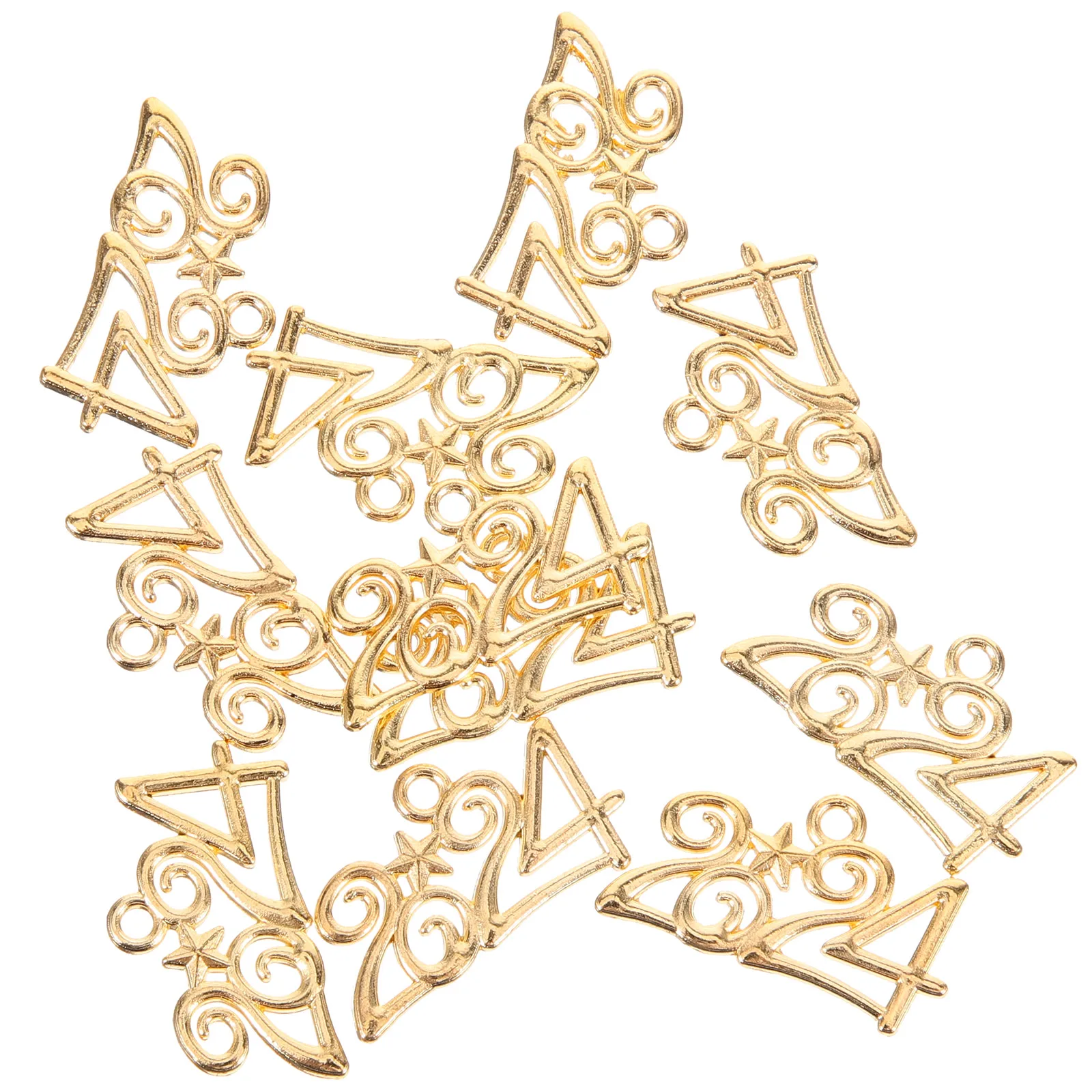 

50pcs Alloy Accessories 2024 Shiny Pendants for DIY Necklace Bracelet Earrings New Year Gift Charm Jewelry Making