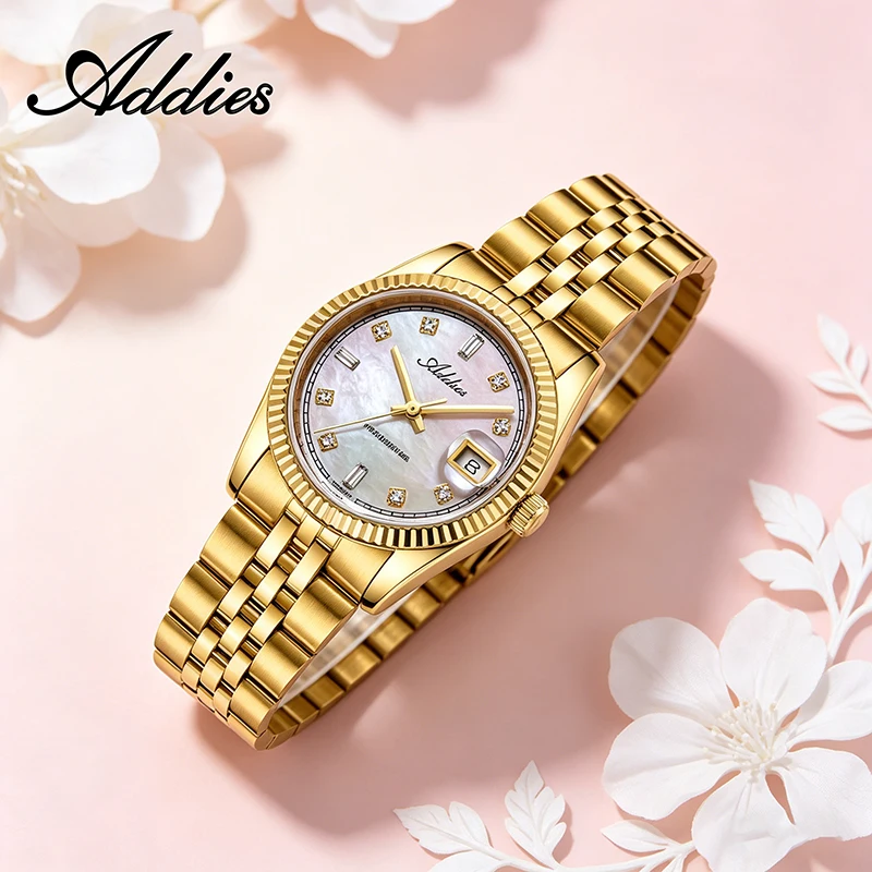 

ADDIES Luxury Women's Watches Sapphire Glass Fashion 50M Waterproof Diver Wristwatches 316L Stainless Steel 585 Quartz Watch New