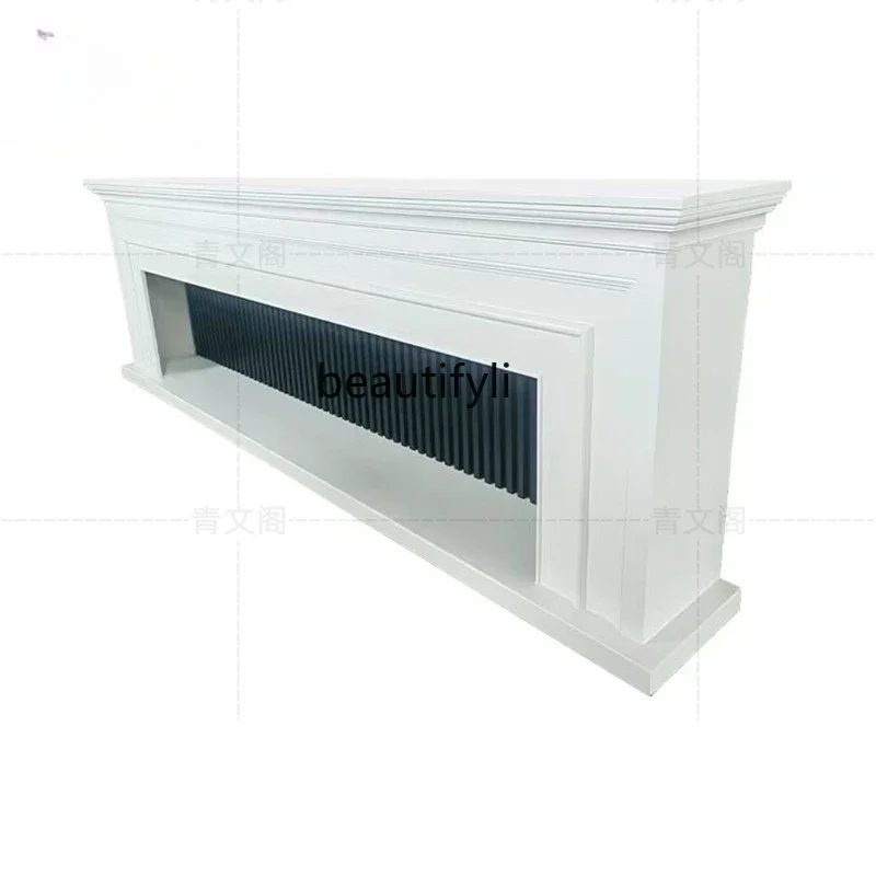 American Light Luxury Solid Wood Grille Fireplace TV Cabinet Living Room Simple Background Curio Cabinet Storage Cabinet