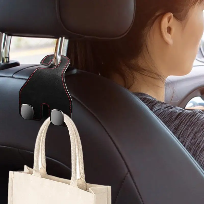 Double Headrest Hooks For Car 2 In 1 Vehicle Hooks Creative Car Hook Multifunctional Auto Backseat Hangers For Bag Handbag Cloth