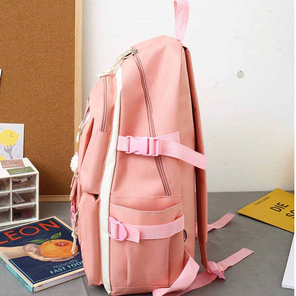 New 4Pcs/Sets Children\'s School Backpack Kawaii Women\'s Backpack Bookbag School Bags For Teens Girls Mochila