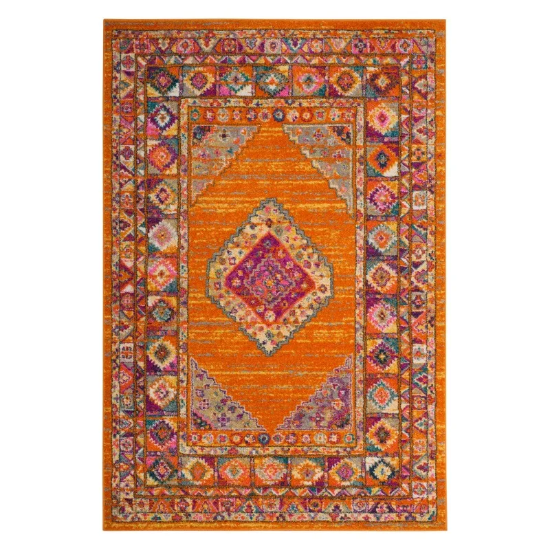 Tapete Tradicional Emmet, Laranja/Fúcsia, 6' x 9'