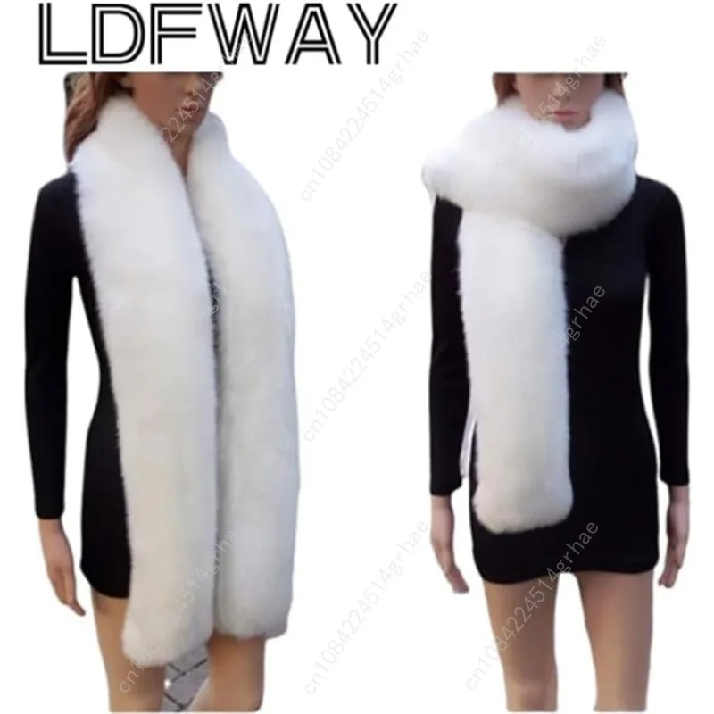 طويل الرجال النساء فو الفراء طوق شتاء دافئ التفاف سرق وشاح شال تتغاضى #2