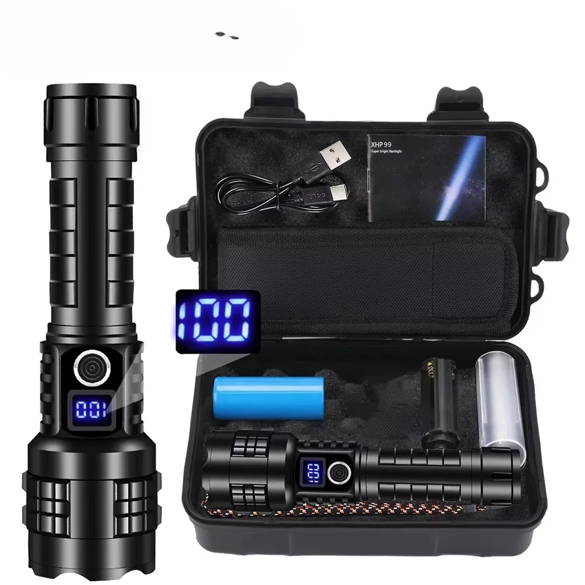 Powerful 200000 High Lumen LED Flashlight Super Bright Rechargeable Portable Ultra Power USB C Torch lamp Outdoor Emergency use