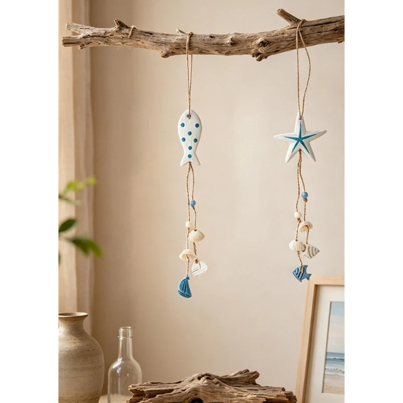 Nauticals Beach Home Decors Coastal Wall Hanging Decors Ocean Theme Wall Piece with Rope Cord for Bedroom Playroom KXRE