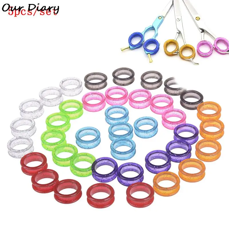 Scissors Ring 5Pcs/Set Colorful Silica Gel Hair Scissors Rings Cutting Barber Ring Haircut Scissor Circle Shears Hairdressing