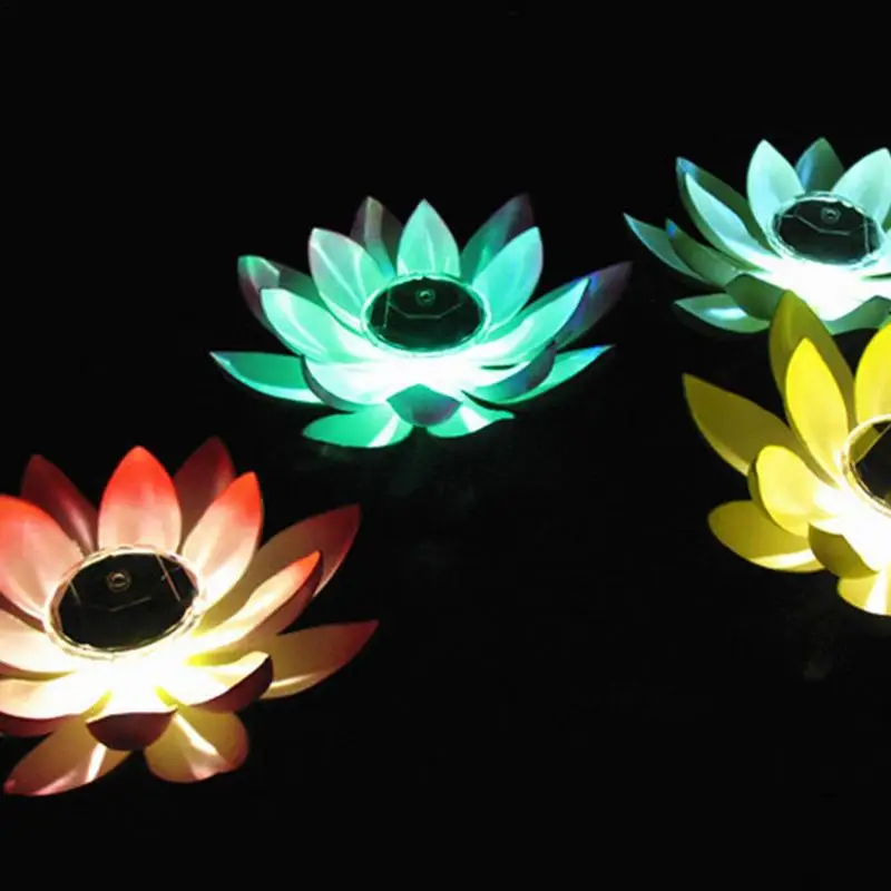 Lotus Floating Pool Lights Colorful Flower Rustproof Waterproof Solar Power LED Pond Night Lights For Garden Decorations