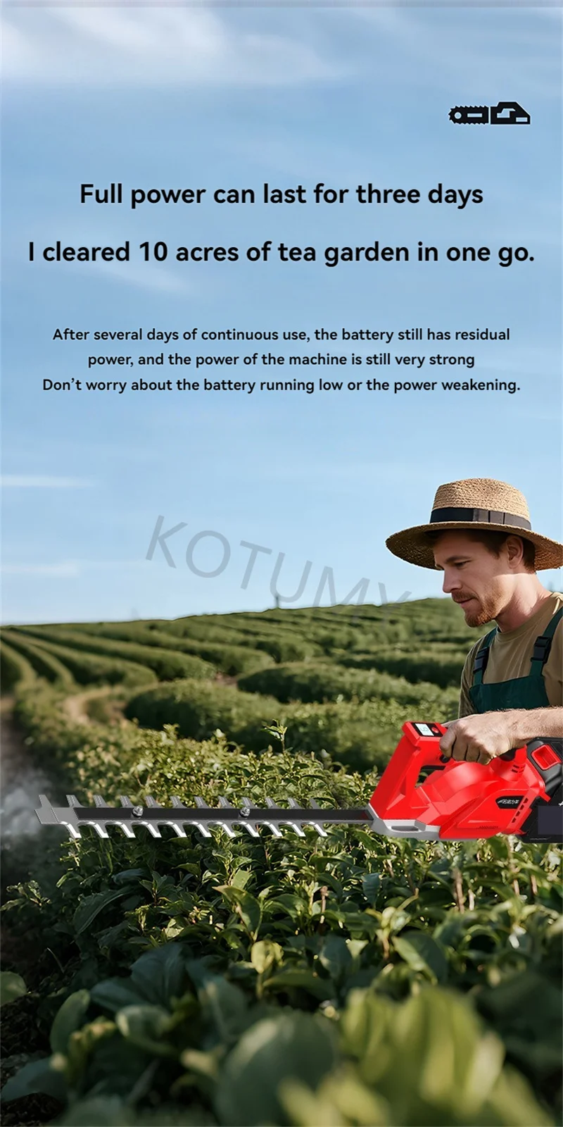 21V Carbon Steel Cordless Pruner Tea Picking Machine Fast Cutting For Large Tea Farm Continuous Harvest Daily Field Work Task