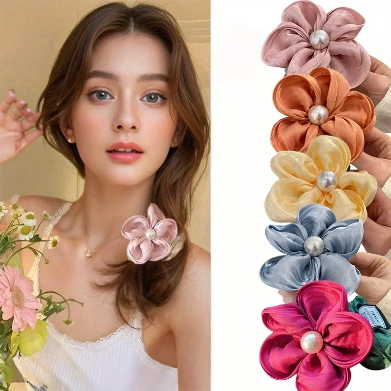 

Летняя атмосфера, обруч для волос с цветком и жемчугом, высококачественный кожаный ремешок, женский галстук, аксессуары для волос с цветком