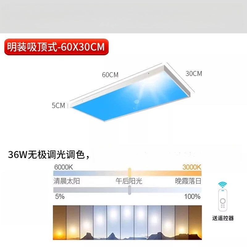 Modern Acrylic Ultra Thin Smart LED Skylight Ceiling Light Natural Sunlight Effect Living Room Bedroom Hallway Home Decor