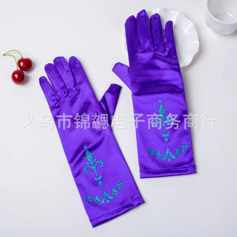 Children Princess Long Gloves Girl Birthday Party Wedding Elsa Anna Accessories Cinderella Belle Sofia 5 Colors Long Finger Set