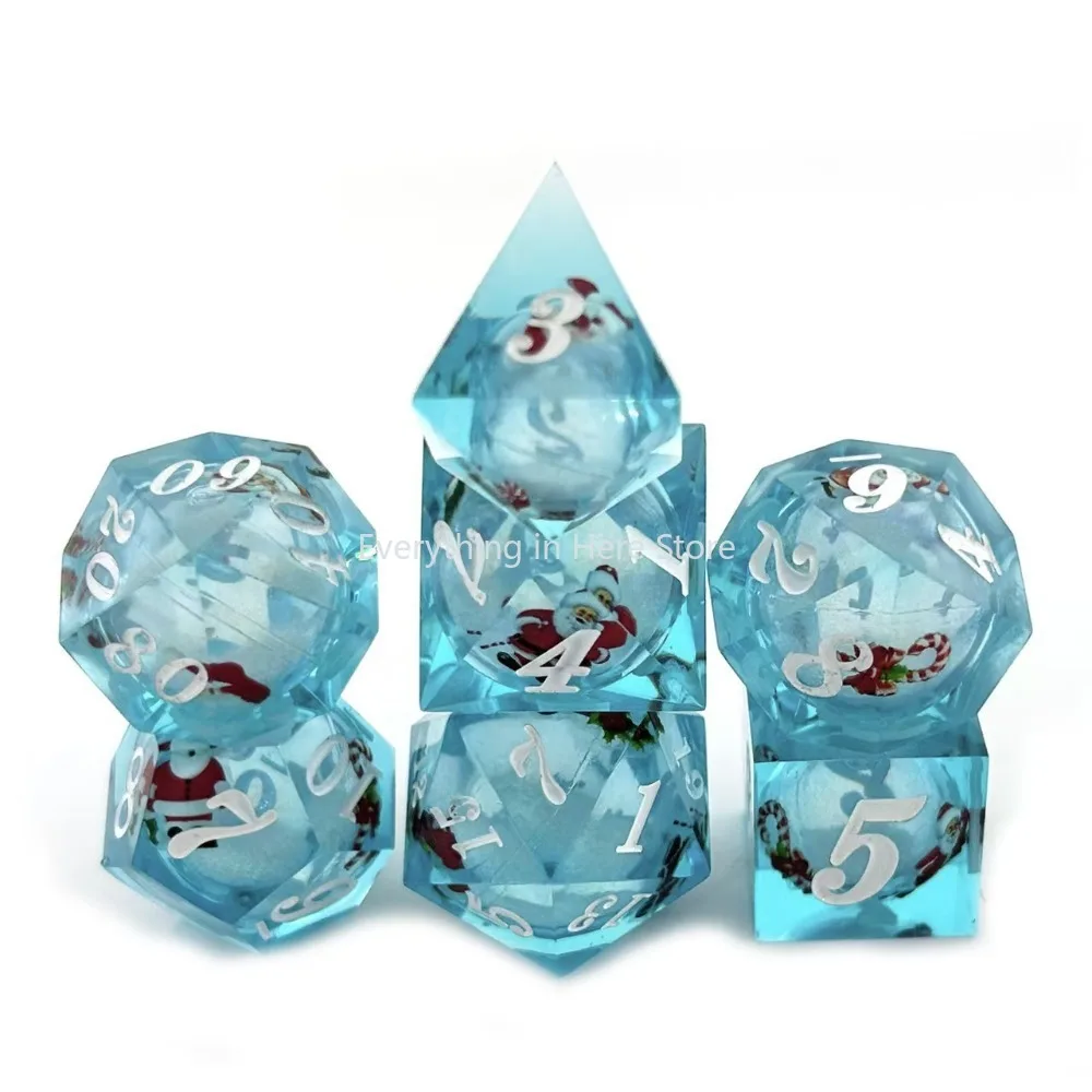 

7pcs/set Resin Sand Flow Dice for Dungeons & Dragons COC Run Cthulhu Run Board Game Dice props Polyhedral Dice Set