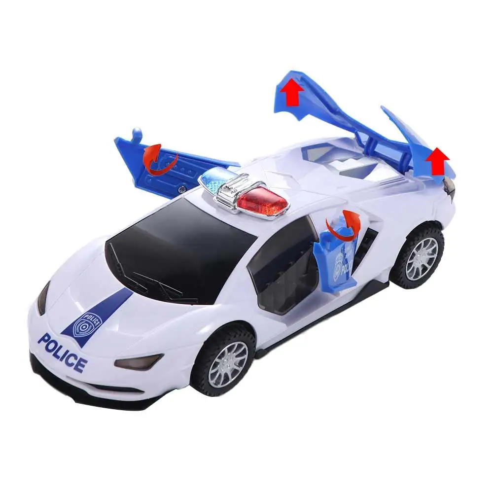 360 Rotation Electric Police Car Flashing Light LED Light Police Car Toy Glowing Interesting Electric Toy Car Educational Toys