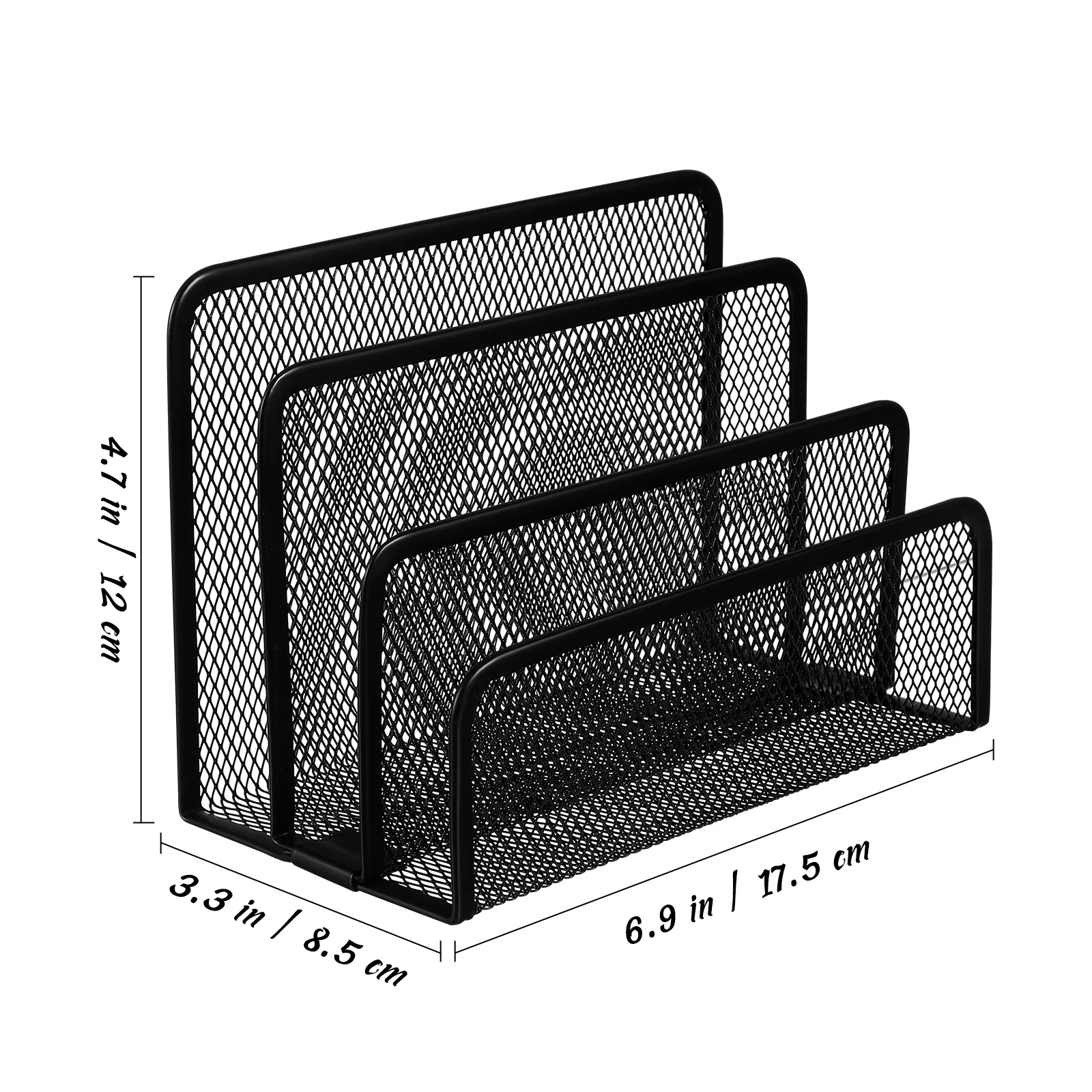 Three Section Desktop File Organizer Metal Mesh Letter Holder for Office Home Use Document Storage Shelf Vertical File Holder