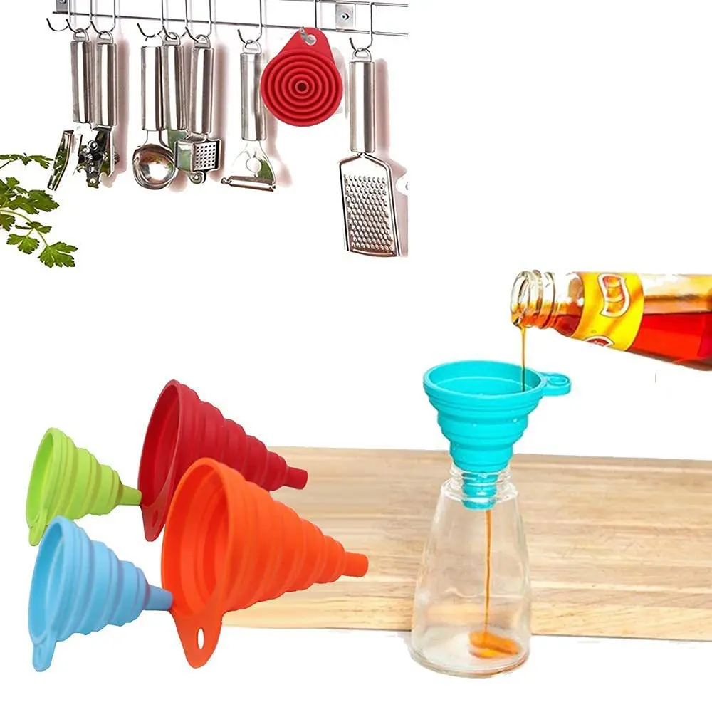 Kitchen Funnel Set Gadget Accessories Foldable Silicone Foldable Funnel for Filling Water Bottles With Liquid Transfer