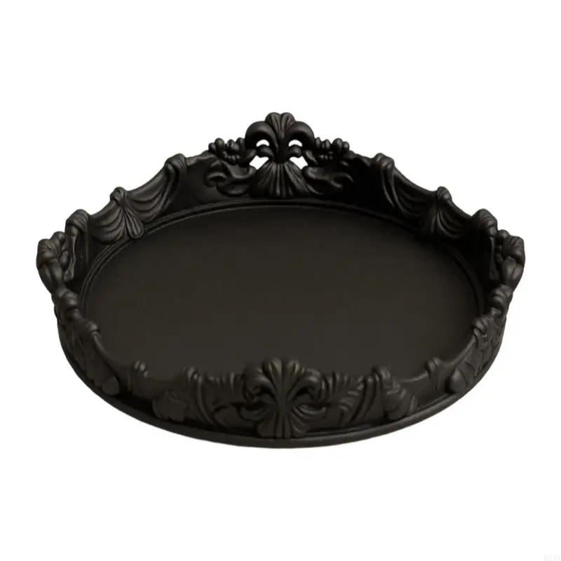 

91AF Baroque Gothic Ornate Carved Jewelry Tray Ornamental Plate Suitable for Rings Earrings Necklaces Display and Home Decors
