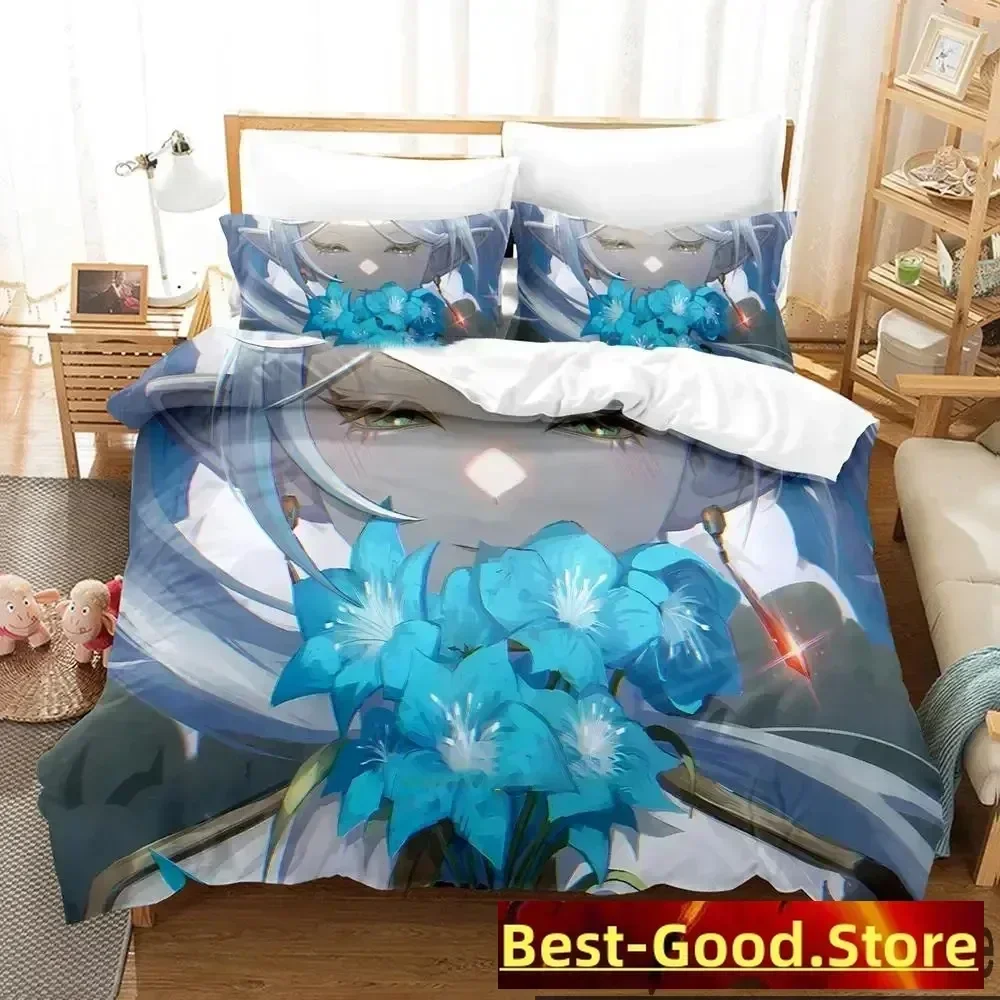 

3D Print Anime Frieren Bedding Set Duvet Cover Sheet Printed Bed Set Pillowcase Bed Full Queen King Size Comforter Bedroom